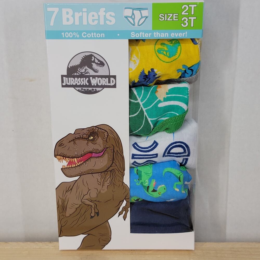5 Pk Jurassic World Toddler Handcraft Cotton Briefs - 2T/3T NEW